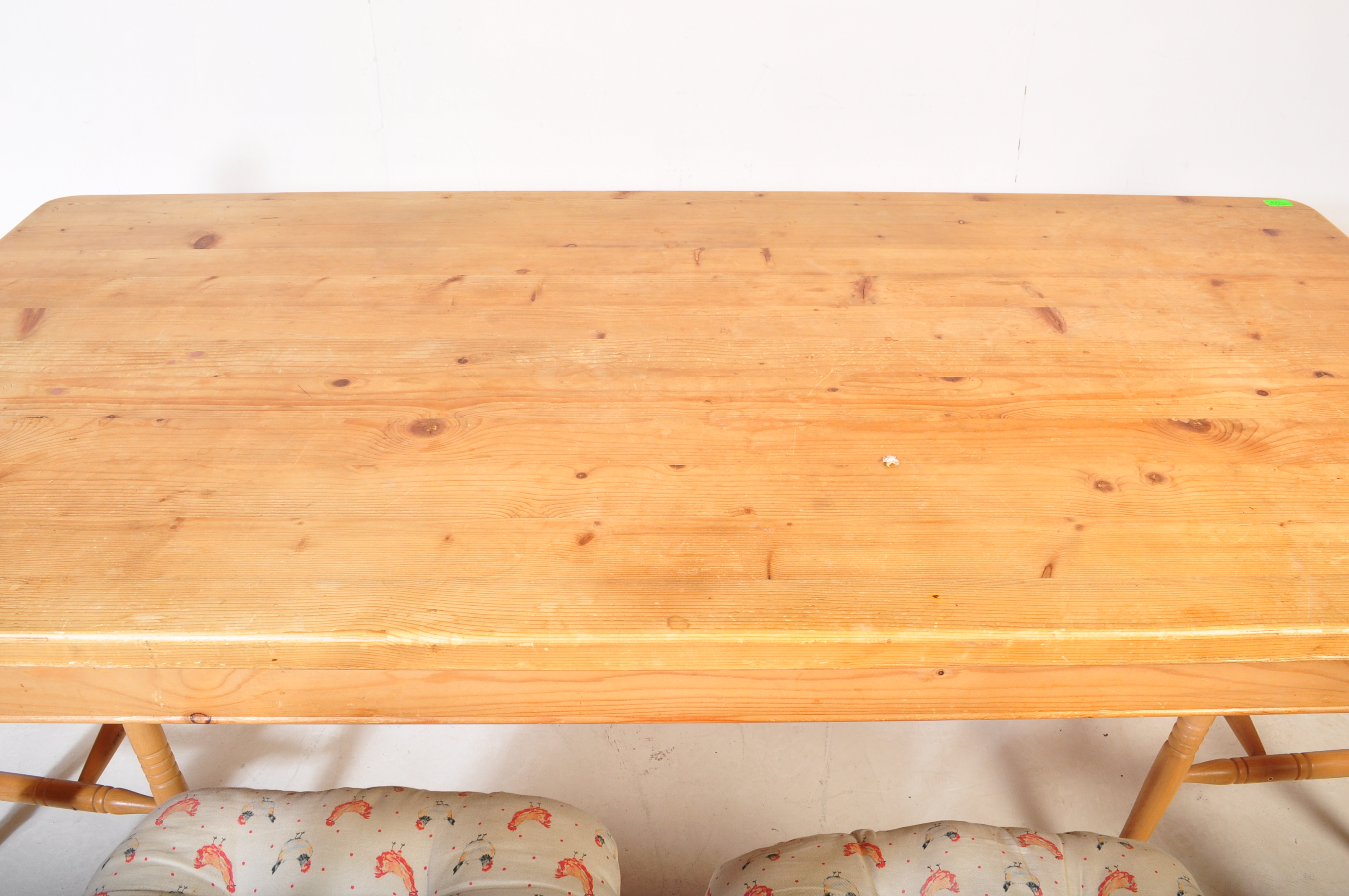20TH CENTURY PINE KITCHEN REFECTORY DINING TABLE & CHAIRS - Image 3 of 3