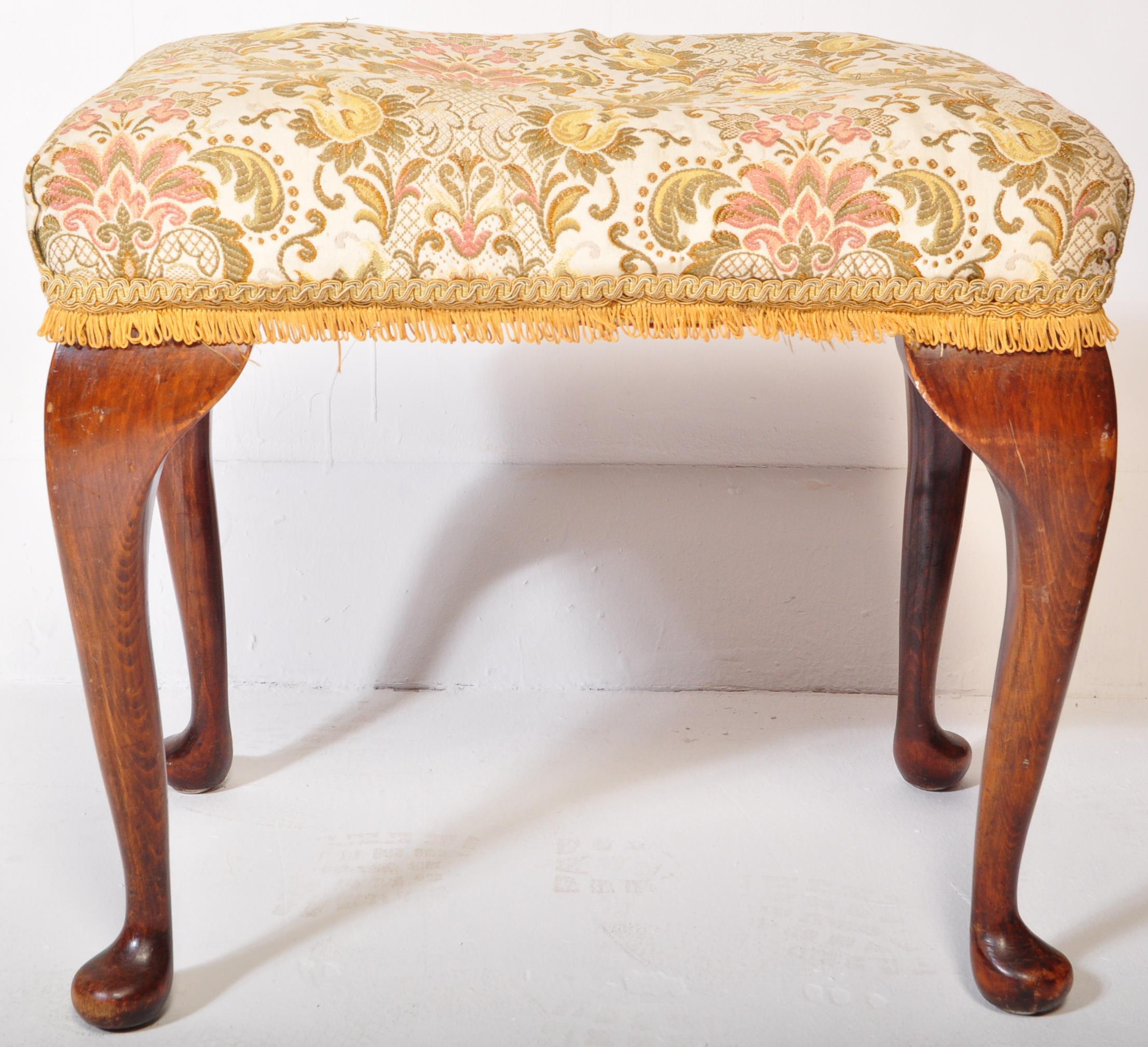 EDWARDIAN INLAID SIDE TABLE & QUEEN ANNE STYLE FOOTSTOOL - Image 4 of 5