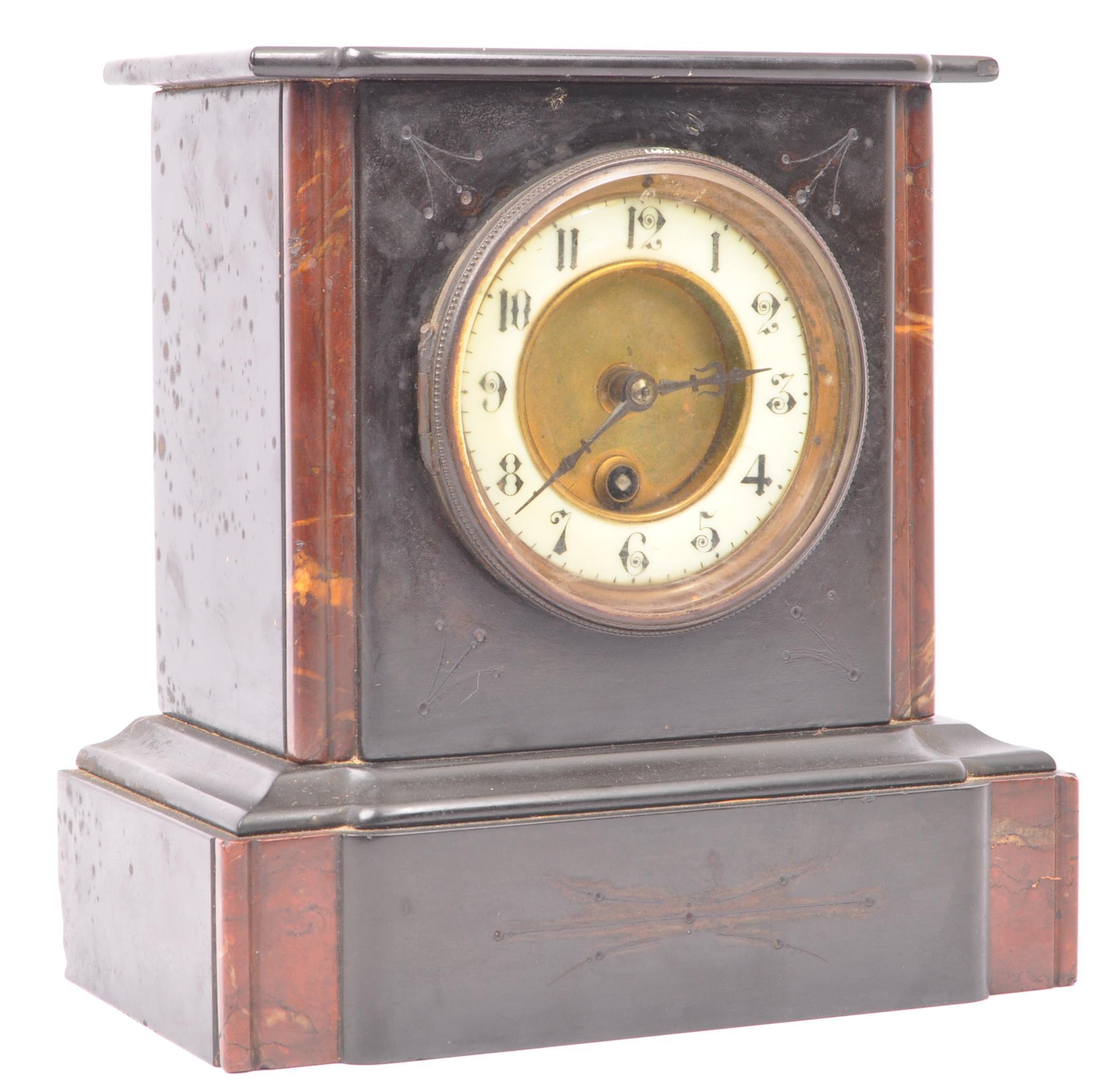 VICTORIAN 19TH CENTURY SLATE & MARBLE 24HR MANTEL CLOCK - Image 3 of 6