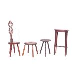 EARLY 20TH CENTURY OAK FURNITURE - STOOLS - SPINNING CHAIR