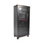 EBONISED TALL BOY / GLAZED FRENCH BOOKCASE CABINET