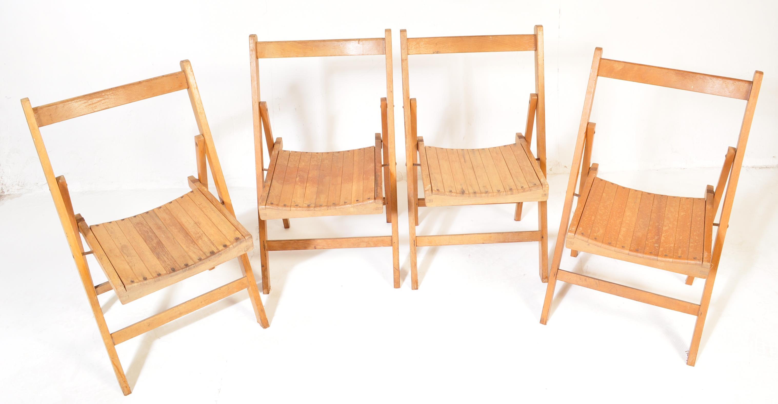 SET OF FOUR VINTAGE WOODEN FOLDING CHAIRS - Image 2 of 4