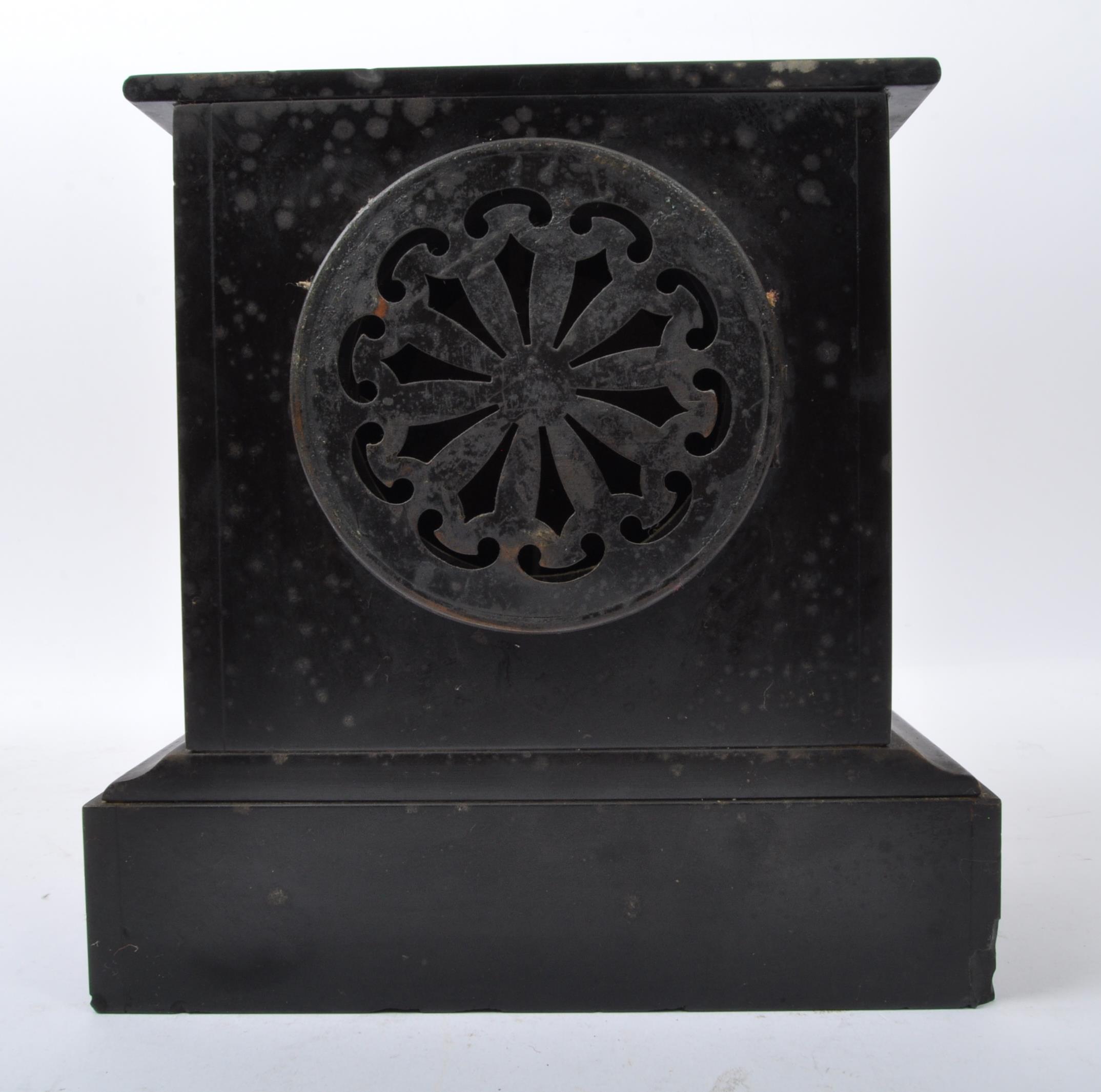 VICTORIAN 19TH CENTURY SLATE & MARBLE 24HR MANTEL CLOCK - Image 5 of 6