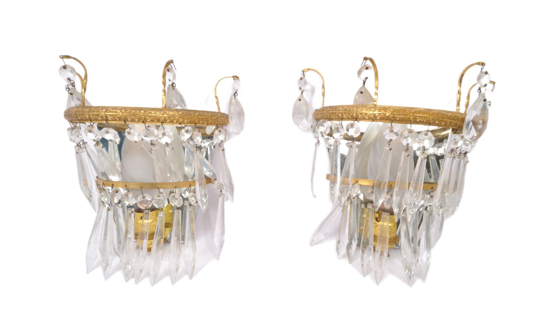 PAIR OF EARLY 20TH CENTURY GILT METAL WALL LIGHTS