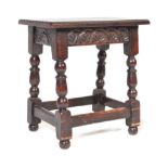 JACOBEAN REVIVAL OAK PEG JOINT LANCASHIRE ROSE FOOT STOOL