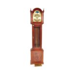 20TH CENTURY FLAMED MAHOGANY MOONPHASE LONGCASE CLOCK