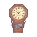 VINTAGE 20TH CENTURY MAHOGANY CASED RAILWAY CLOCK