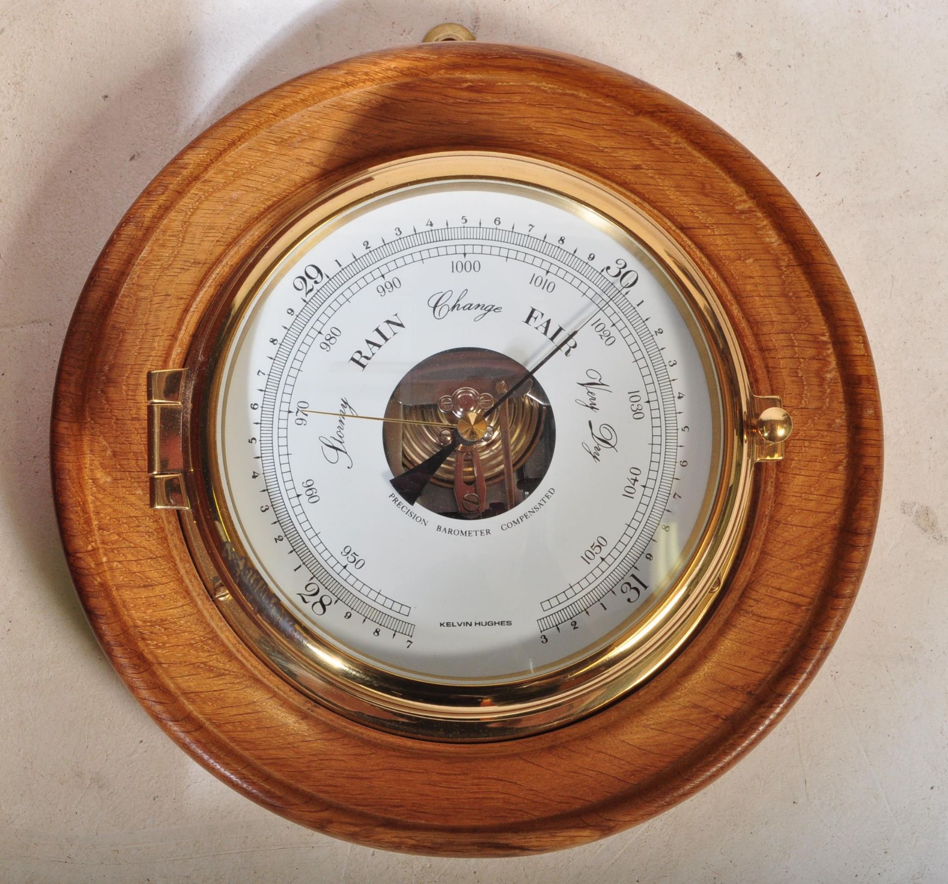 20TH CENTURY KELVIN HUGHES BAROMETER T/W WALL CLOCK - Image 4 of 6