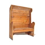 19TH CENTURY VICTORIAN PINE TAVERN SETTLE BENCH