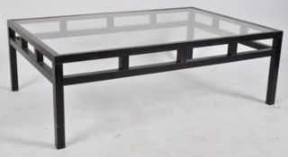 LARGE LATE 20TH CENTURY DARK VENEERED WOOD COFFEE TABLE