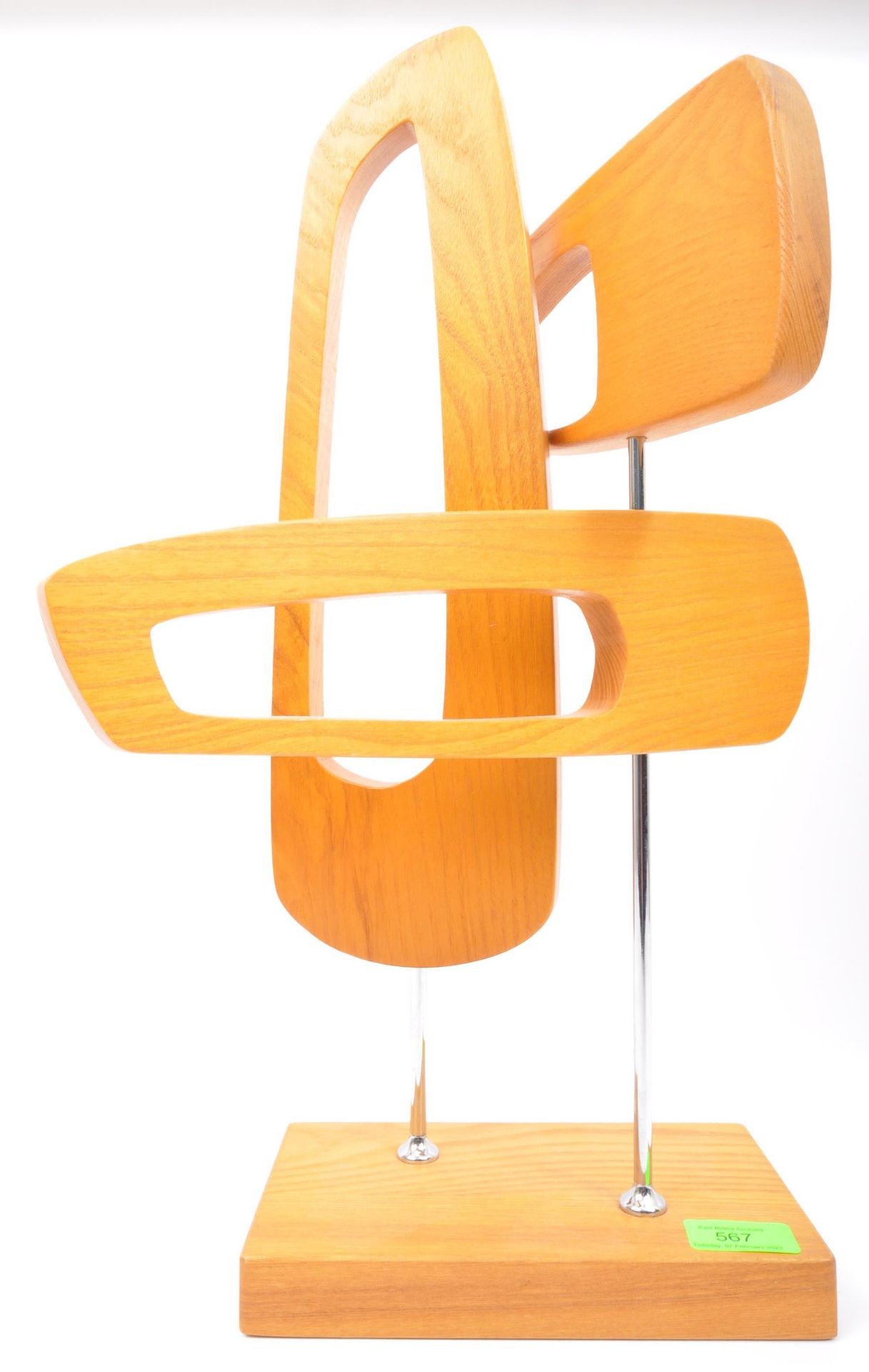 CONTEMPORARY WOODEN ABSTRACT DESK TOP SCULPTURE - Image 2 of 5