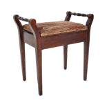 EDWARDIAN SOLID MAHOGANY PIANO STOOL SEAT