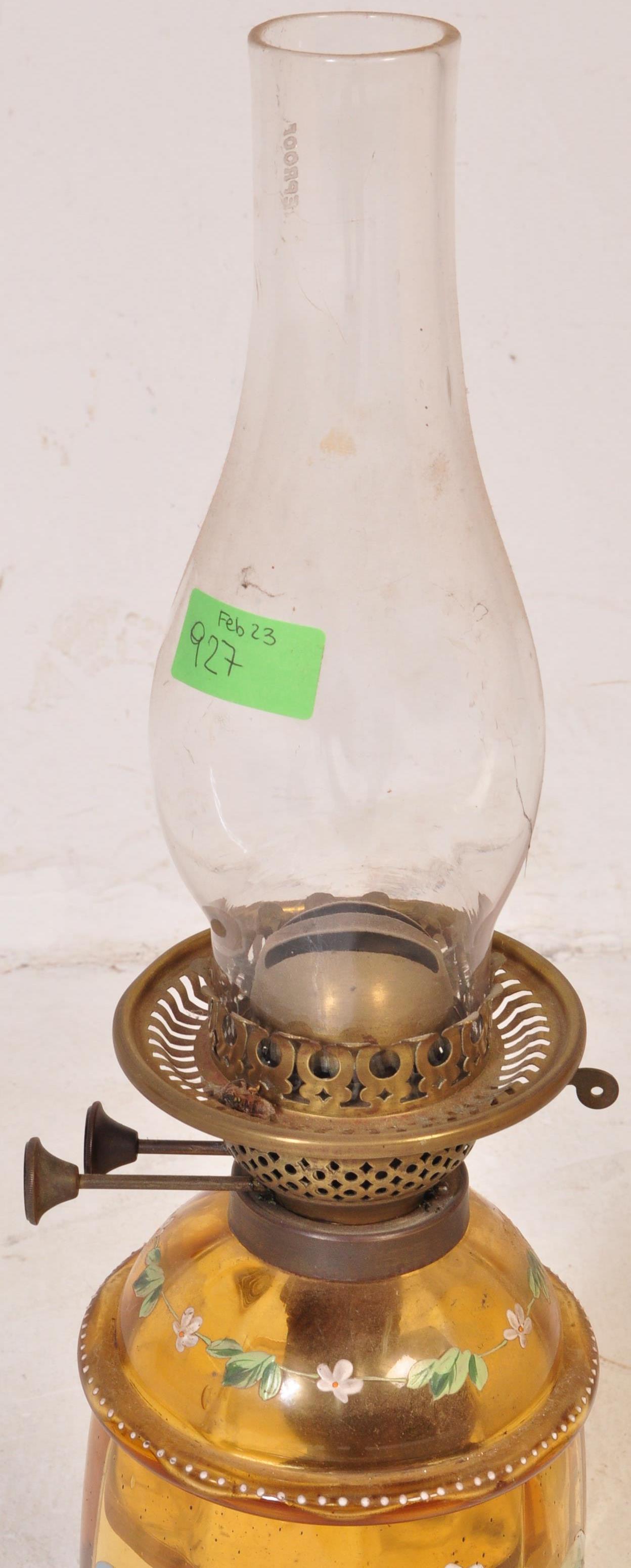 EARLY 20TH CENTURY GLASS ENAMELLED OIL LAMPS - Image 5 of 7