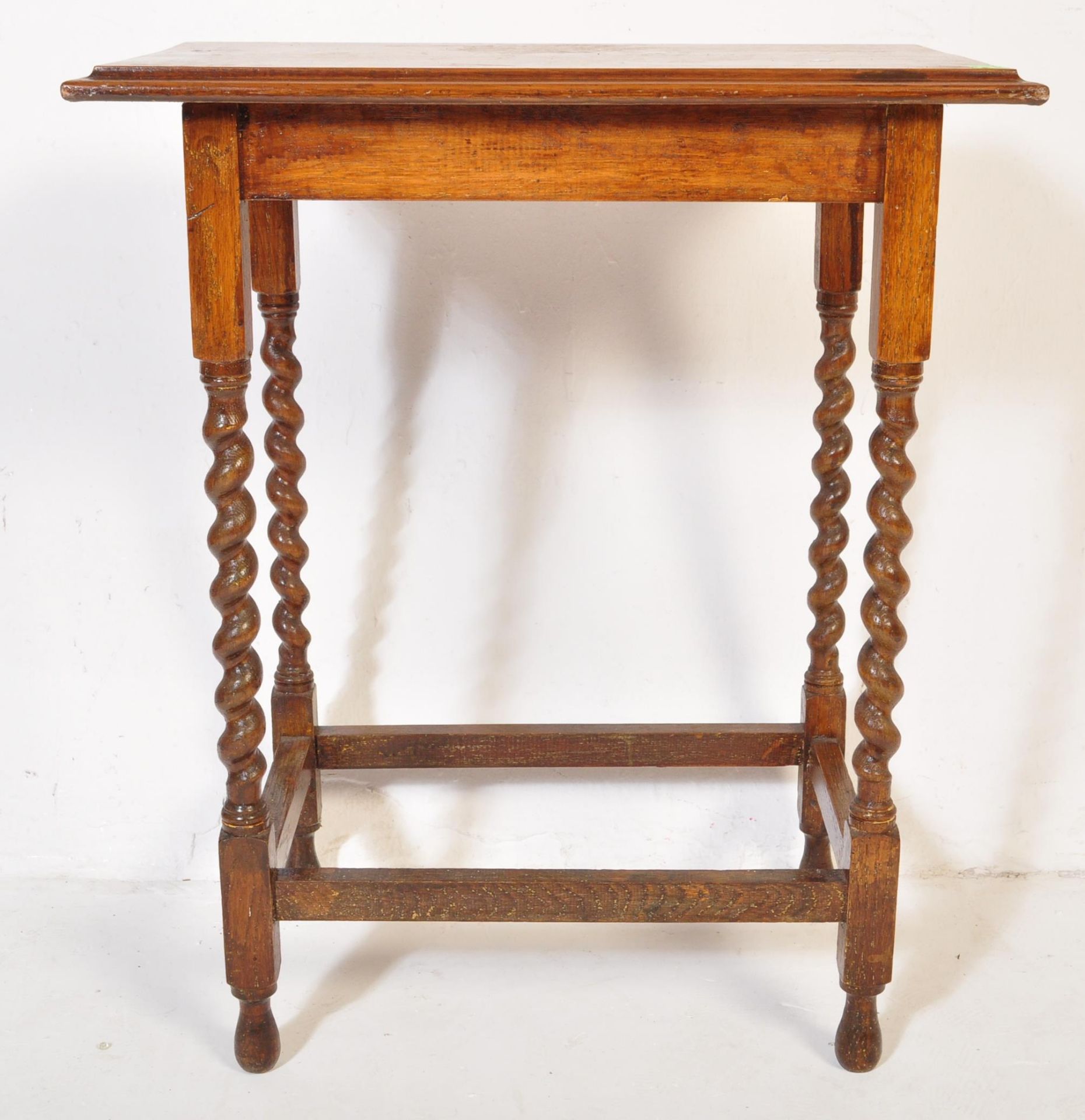 EARLY 20TH CENTURY BARELY TWIST OAK OCCASIONAL SIDE HALL TABLE - Image 2 of 5