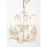 20TH CENTURY PAINTED METAL TOLLWARE 5 ARMS CHANDELIER