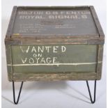 1950S ROYAL SIGNALS CRATE COFFEE TABLE
