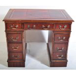 GEORGE III REVIVAL MAHOGANY KNEEHOLE TWIN PEDESTAL DESK