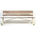 19TH CENTURY STRAP WORK & CAST IRON GARDEN BENCH