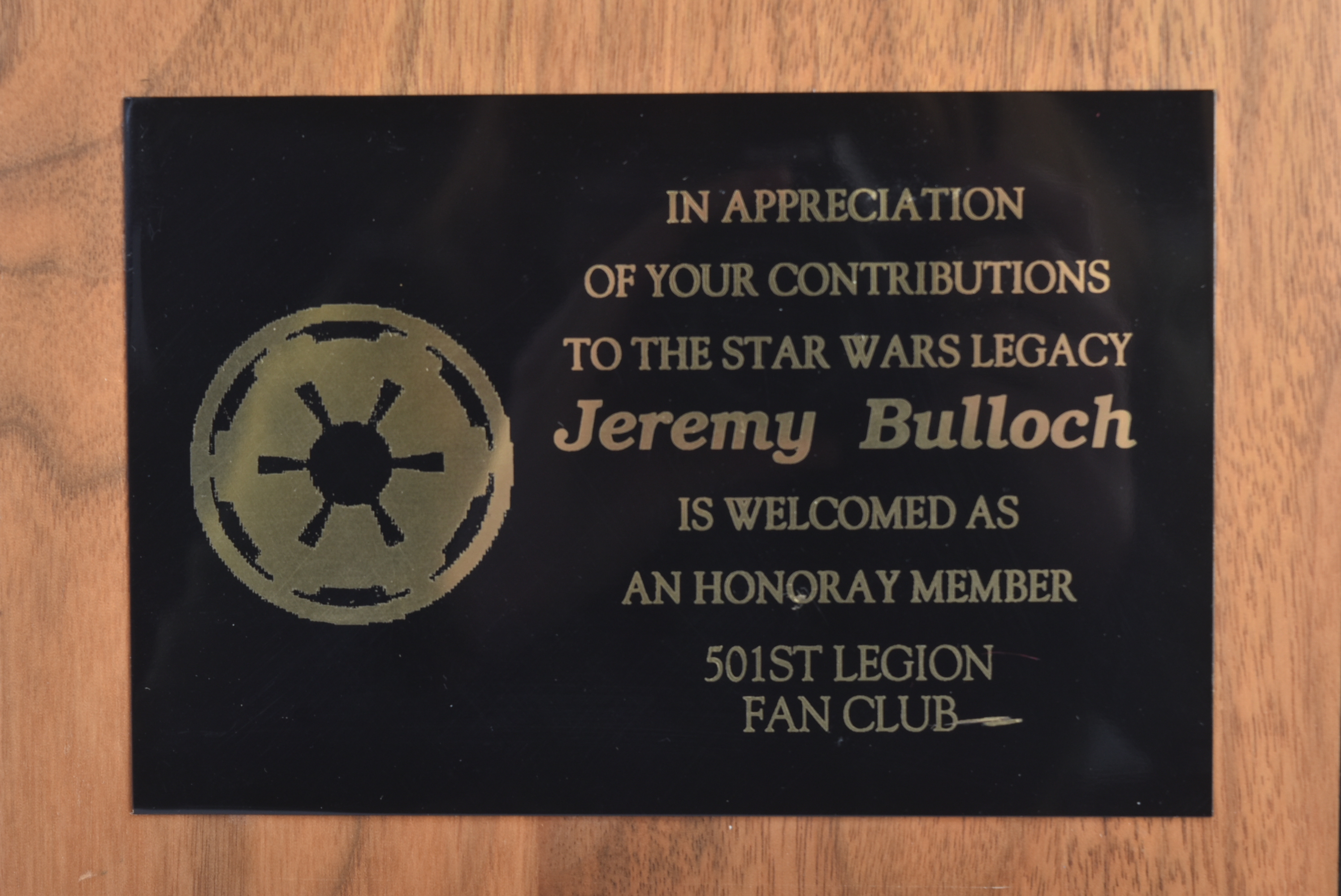 ESTATE OF JEREMY BULLOCH - STAR WARS 501ST LEGION PLAQUE - Image 4 of 4