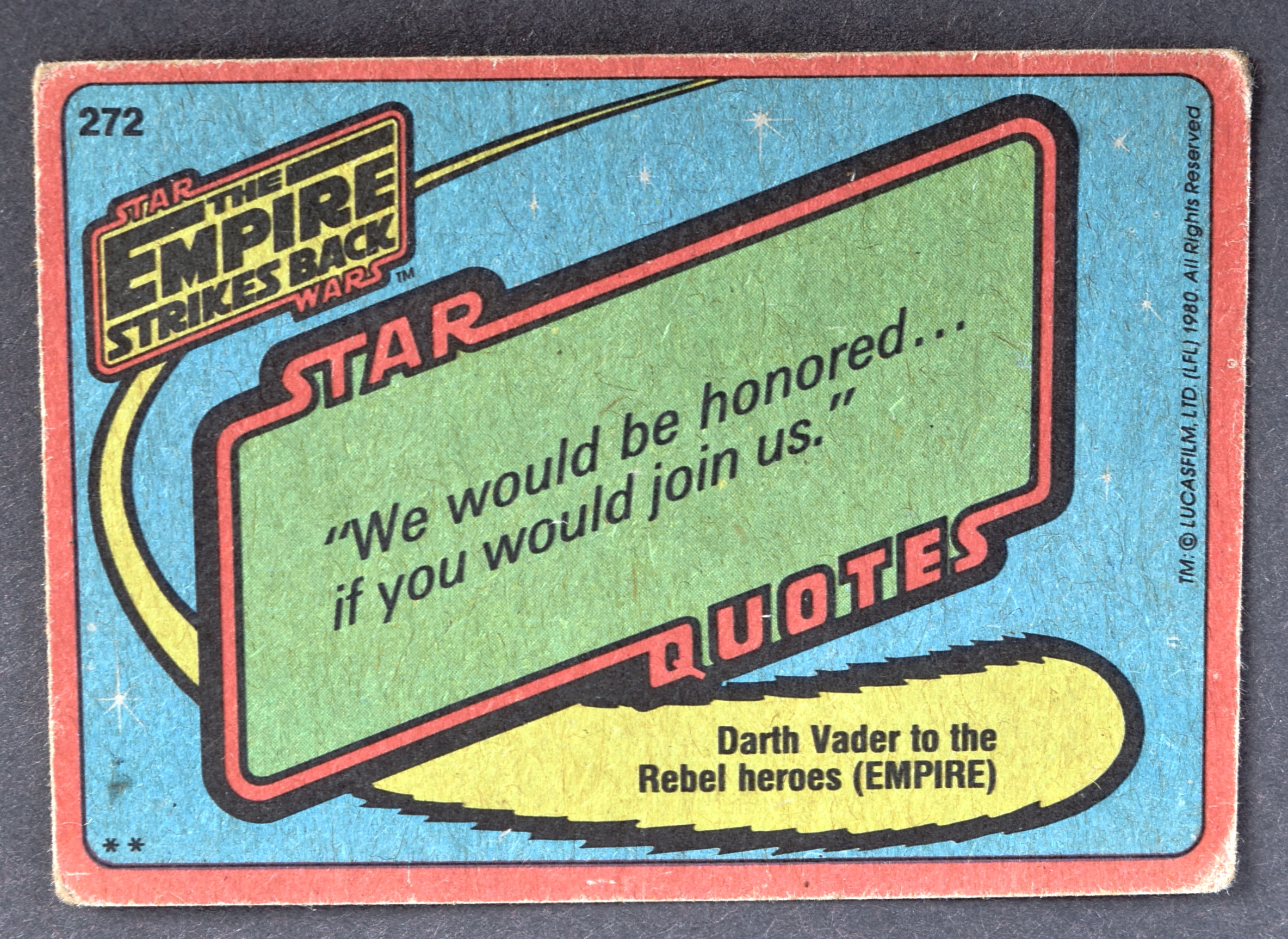 ESTATE OF JEREMY BULLOCH - STAR WARS - VINTAGE TOPPS TRADING CARD - Image 2 of 2