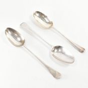 THREE 18TH CENTURY SILVER LONDON HALLMARKED TABLE SPOONS