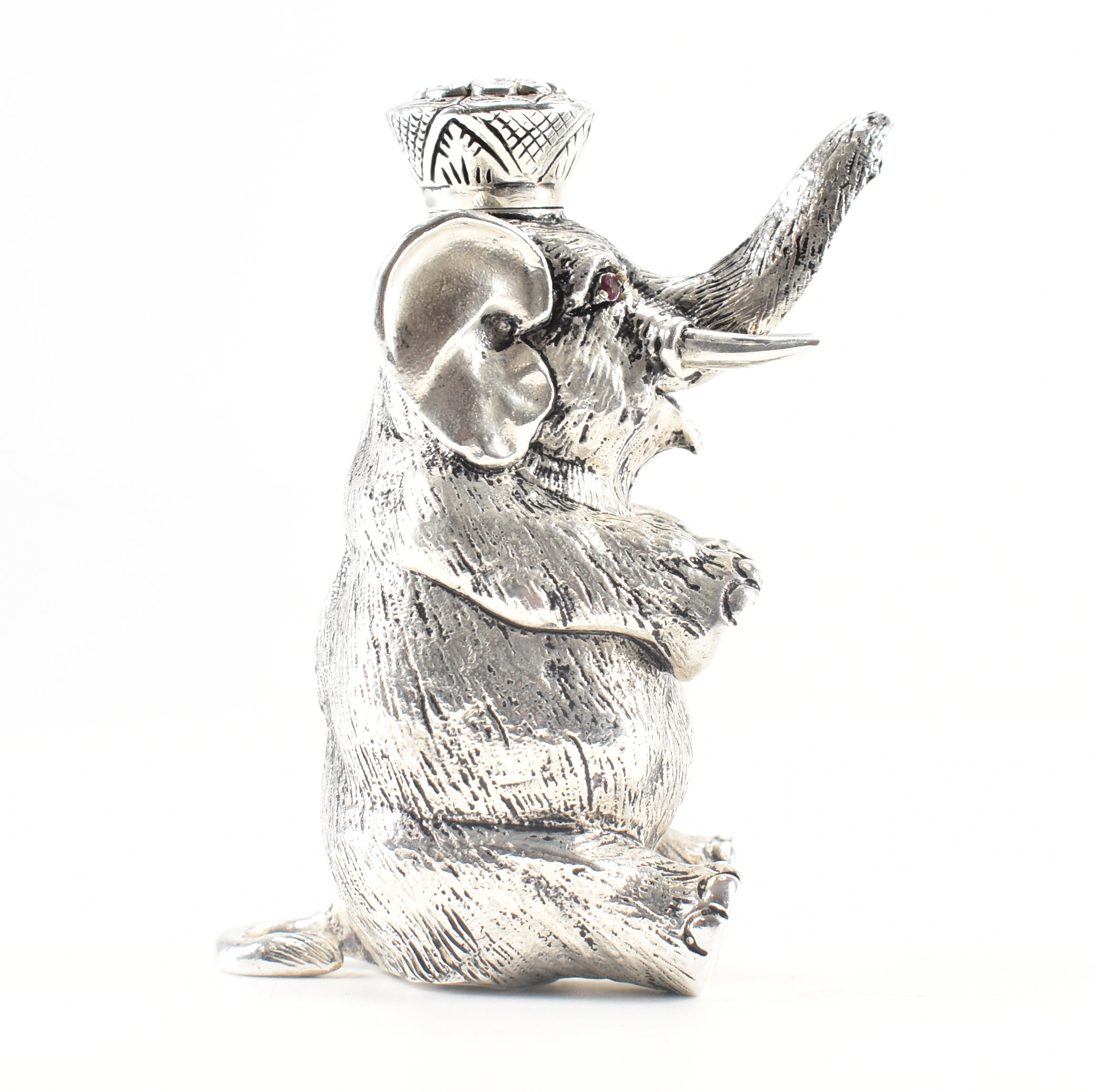 NOVELTY SILVER PLATED ELEPHANT PERFUME BOTTLE