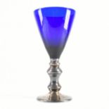 ROYAL BRIERLEY SILVER & BLUE GLASS HALLMARKED WINE GLASS