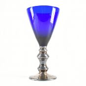 ROYAL BRIERLEY SILVER & BLUE GLASS HALLMARKED WINE GLASS