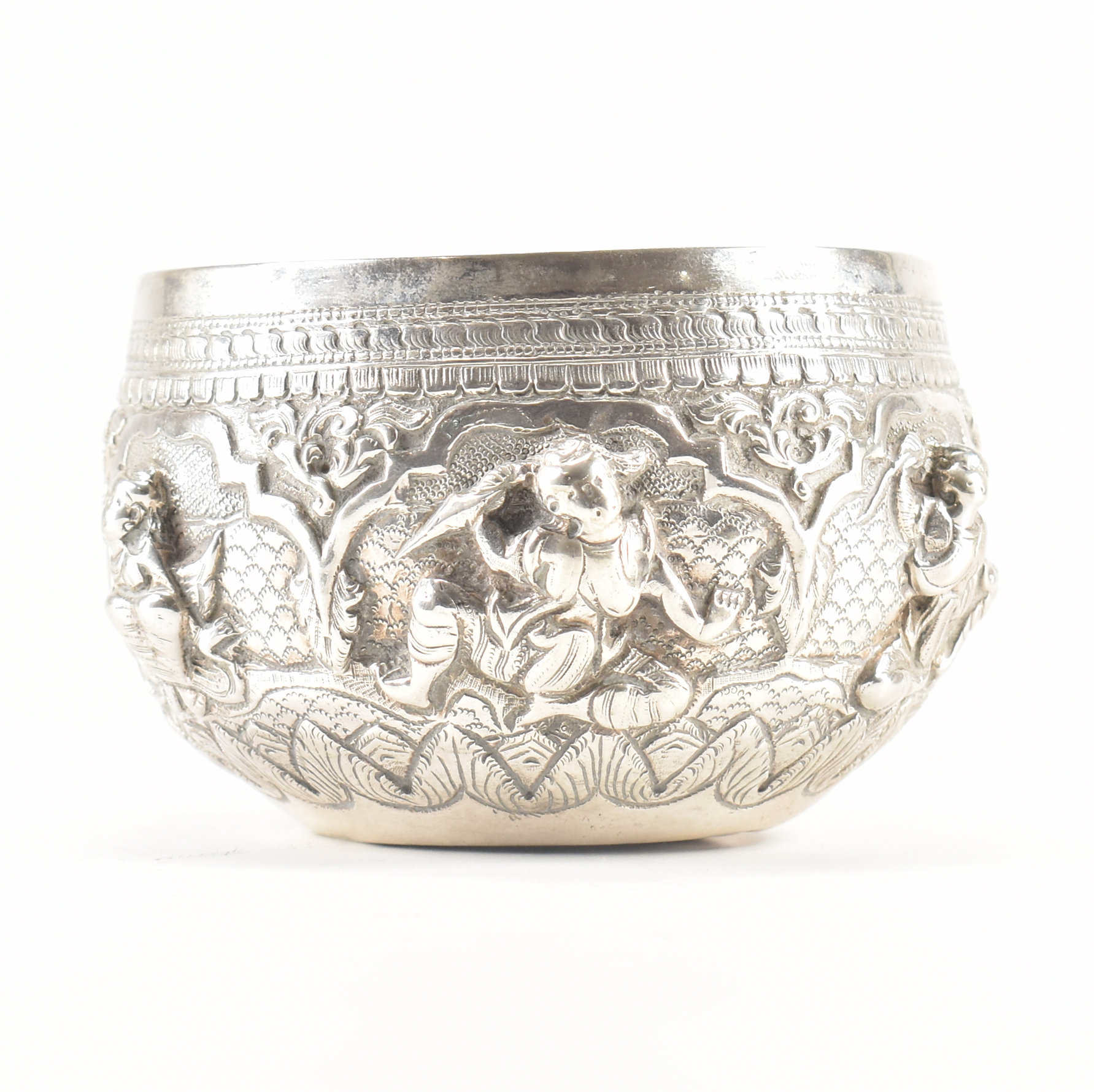 BURMESE SILVER REPOUSSÉ BOWL