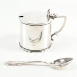 VICTORIAN HALLMARKED SILVER BLUE GLASS LINED CONDIMENT & SPOON