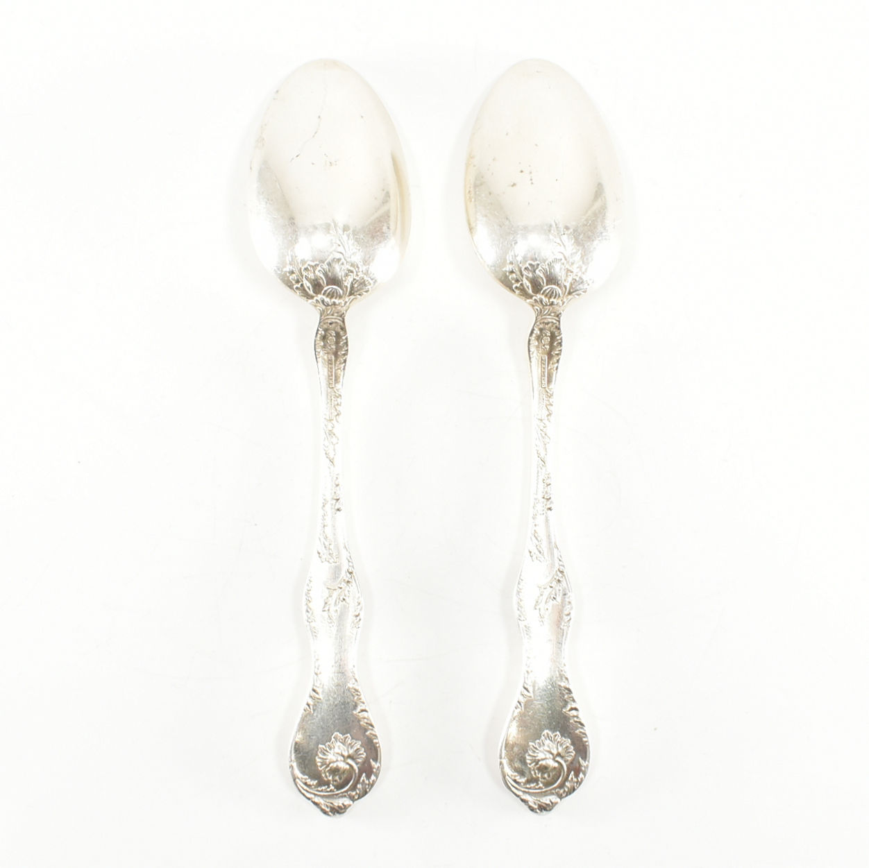 TWO REED & BARTON STERLING SILVER DESSERT SPOONS - Image 2 of 3