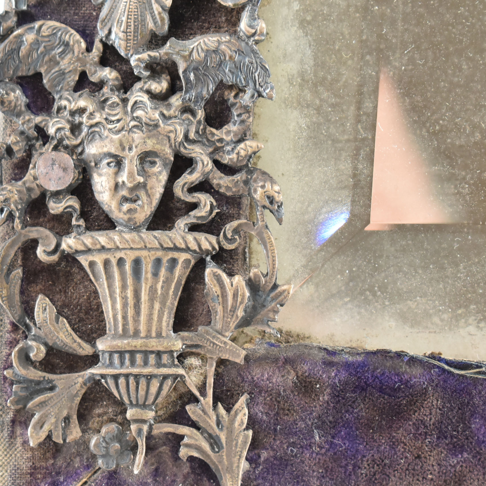 VICTORIAN SILVER FRONTED CHERUB MIRROR AF - Image 3 of 8
