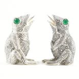PAIR OF 925 SILVER PLATE FROG CONDIMENTS