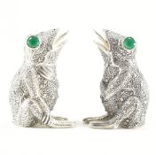 PAIR OF 925 SILVER PLATE FROG CONDIMENTS