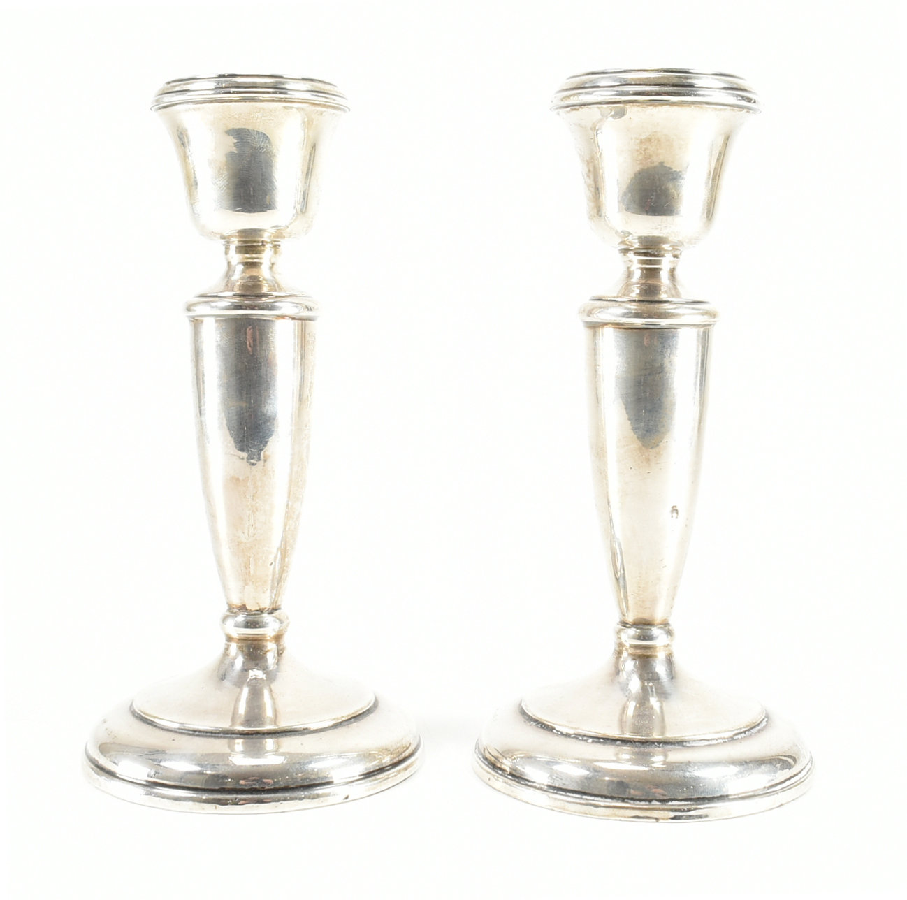 PAIR OF 1920s GEORGE V HALLMARKED SILVER CANDLESTICKS - Image 2 of 6