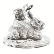 MODERN STERLING SILVER HALLMARKED FIGURINE DEPICTING TWO RABBITS
