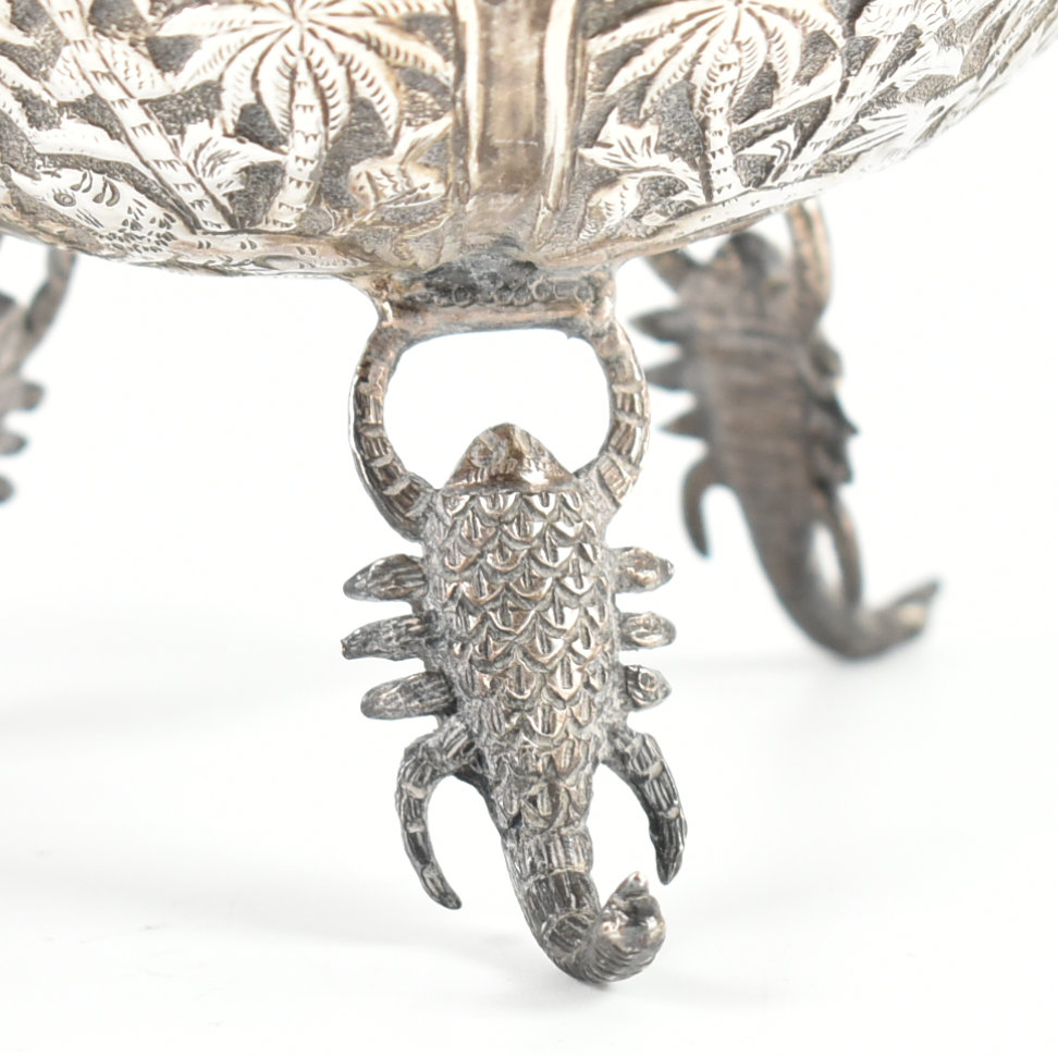 INDIAN SILVER WHITE METAL REPOUSSÉ FOOTED BOWL - Image 6 of 9