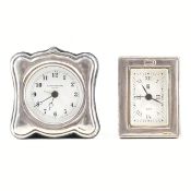 TWO HALLMARKED SILVER FRONTED CLOCKS