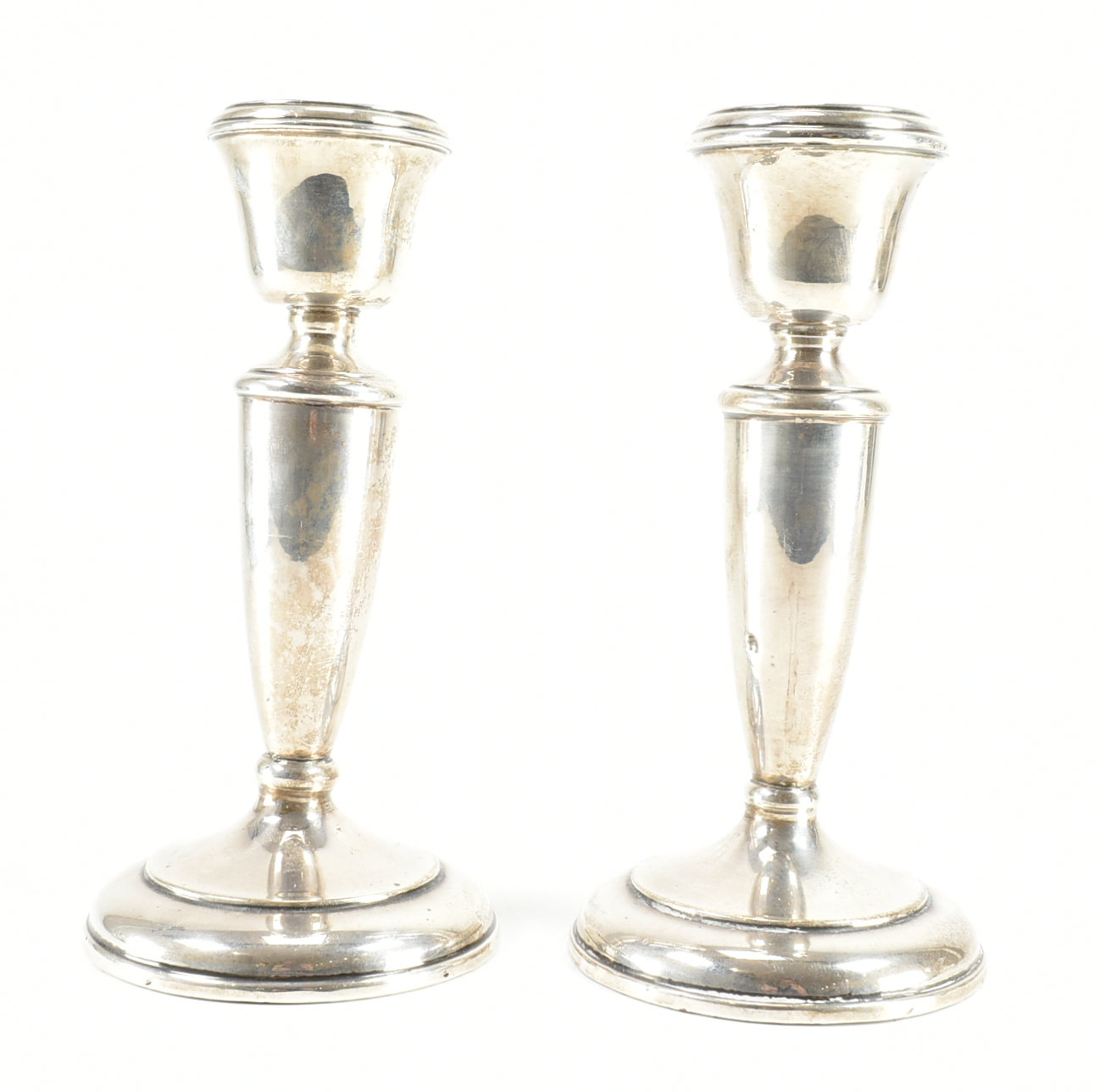 PAIR OF 1920s GEORGE V HALLMARKED SILVER CANDLESTICKS - Image 3 of 6