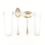 COLLECTION OF HALLMARKED SILVER WARE STRAINER TONGS