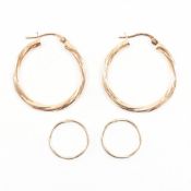 TWO PAIRS OF GOLD HOOP EARRINGS