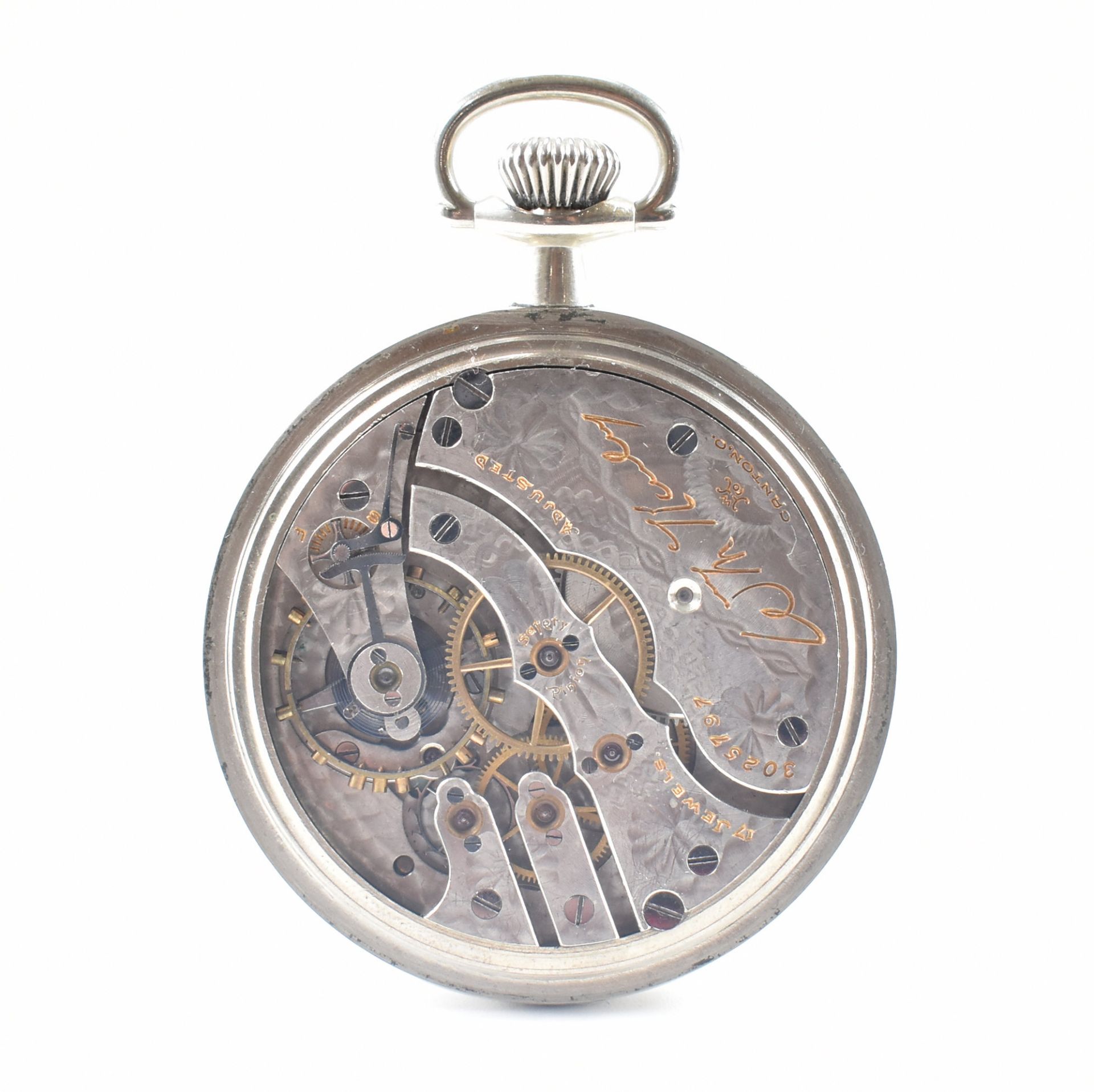 ANTIQUE HAMPDEN WATCH CO OPEN FACE POCKET WATCH - Image 4 of 6