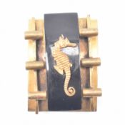 ANTIQUE FRENCH JET SEAHORSE BROOCH PIN