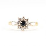 VINTAGE GOLD DIAMOND & SAPPHIRE HALO RING