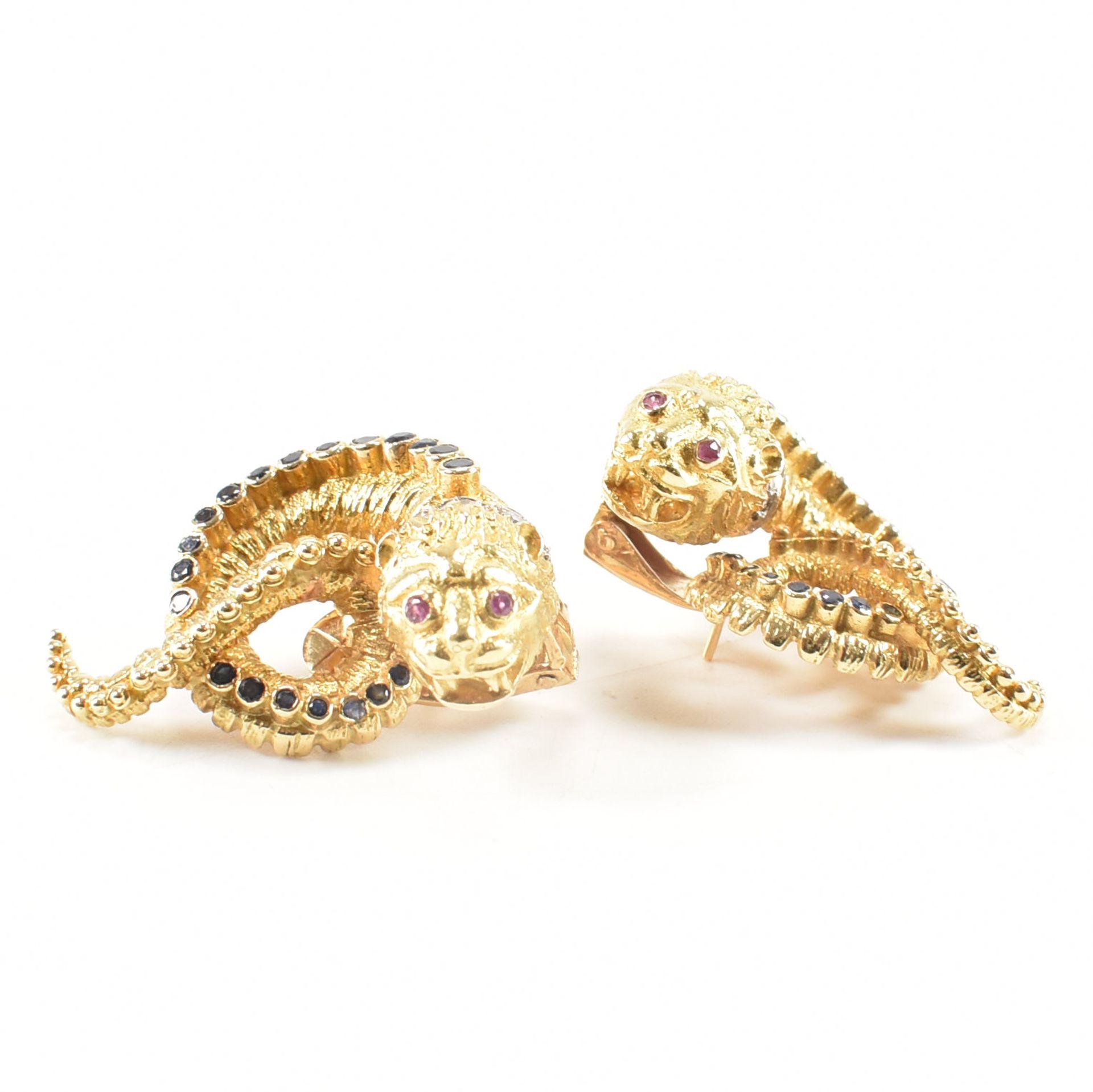 PAIR OF LALAOUNIS 18CT GOLD STONE SET CHIMERA EARRINGS - Image 9 of 13