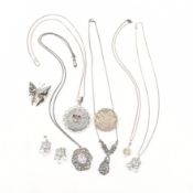 ASSORTED SILVER & WHITE METAL JEWELLERY