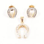 COLLECTION OF GOLD PLATED HORSE SHOE EARRINGS & NECKLACES