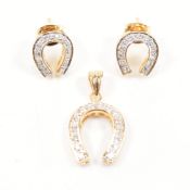 COLLECTION OF GOLD PLATED HORSE SHOE EARRINGS & NECKLACES