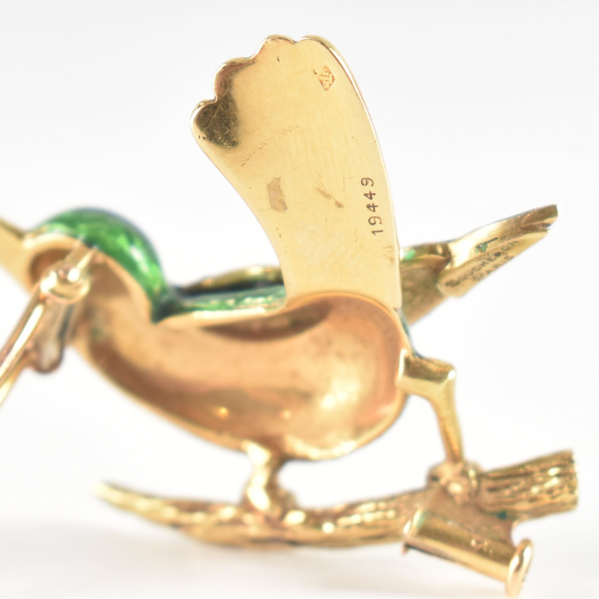 VINTAGE BOUCHERON PARIS GOLD & ENAMEL BIRD BROOCH - Bild 8 aus 10