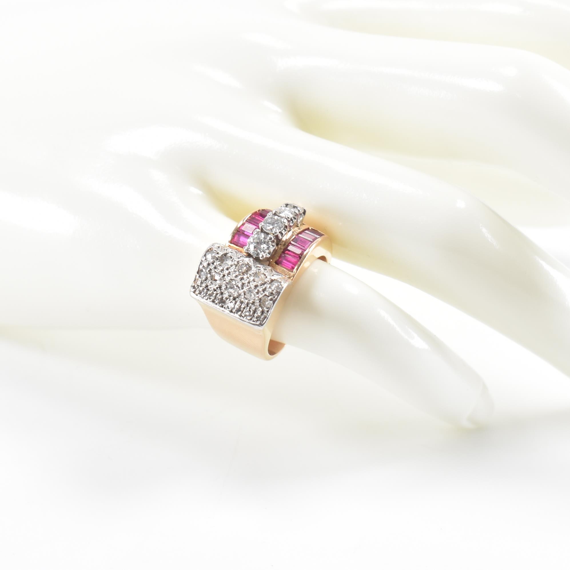 VINTAGE RETRO RUBY & DIAMOND TANK RING - Image 8 of 8